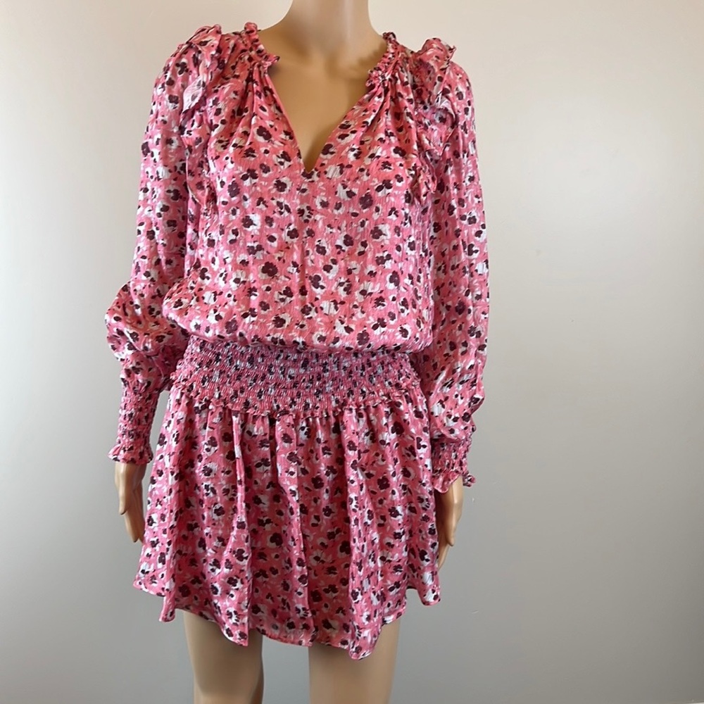 Ramy Brook Pink Floral Ruffled Penelope Mini Dress NWT - Picture 7 of 10